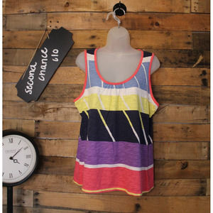 Liz Claiborne women's brightly colored vertical stripped tank top size L